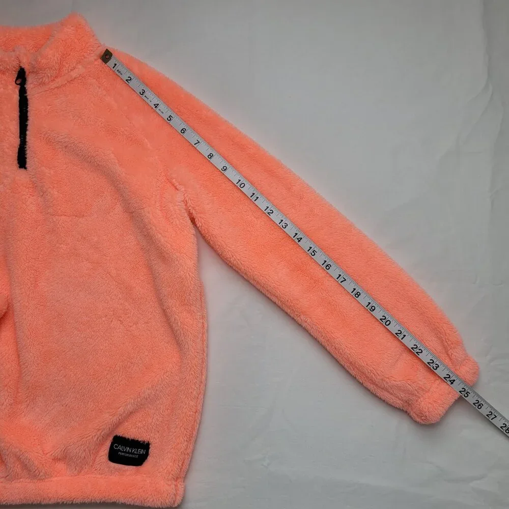 Calvin Klein Girls Performance Sherpa Quarter Zip Pullover Bright Coral Large - Picture 9 of 10